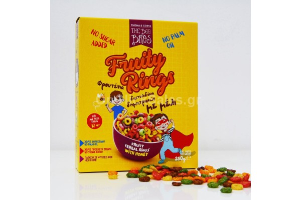 Δημητριακά Bee Bros - Φρουτένια Δαχτυλιδάκια Με Μέλι 250γρ