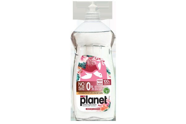 Yγρο απορυπαντικό πιατών Planet 625ml με γκρειπφρουτ και λευκό τσάι