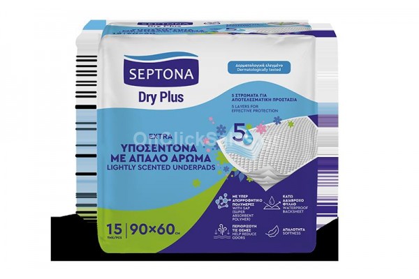 Υποσέντονα 90X60cm Dry Plus Extra με άρωμα 15τμχ Υποσέντονα 90X60cm Dry Plus Extra με άρωμα 15τμχ